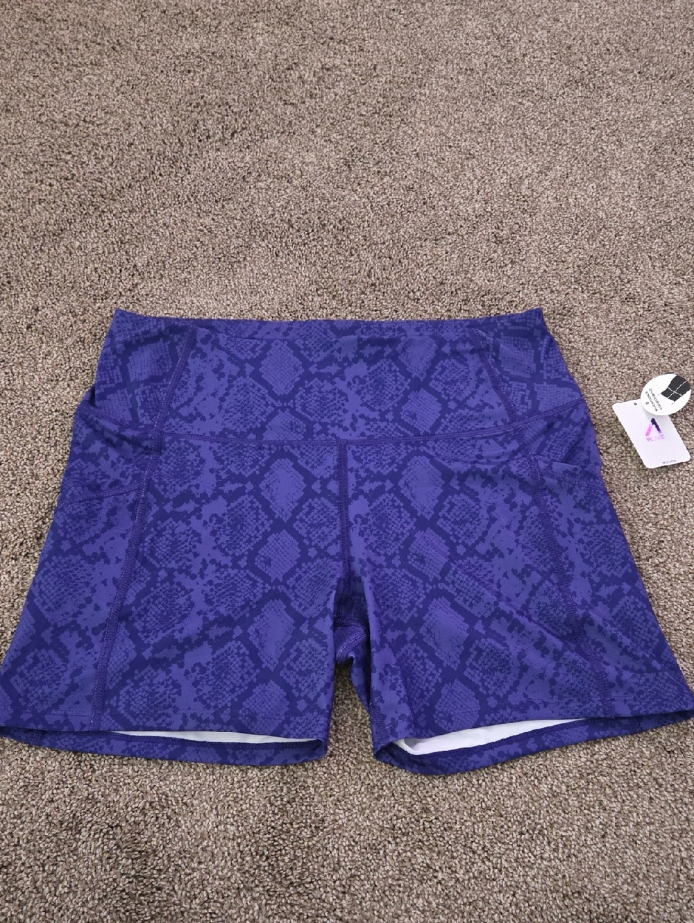 ALive Purple Snake-Print Women's Active Shorts Size XL